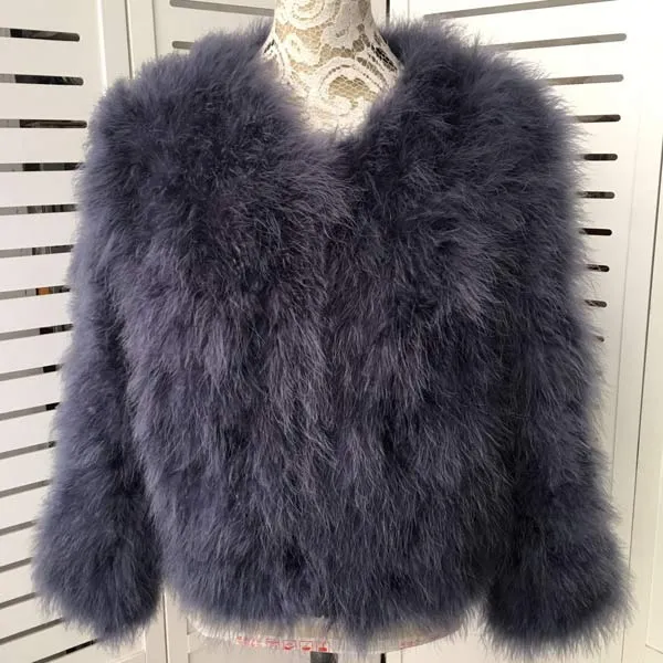 New Season's 100% Fluffy Feather Fever Fur Jackets Handmade Knitted Genuine Ostrich Fur Coat Women Retail Natural Fur Jacket
