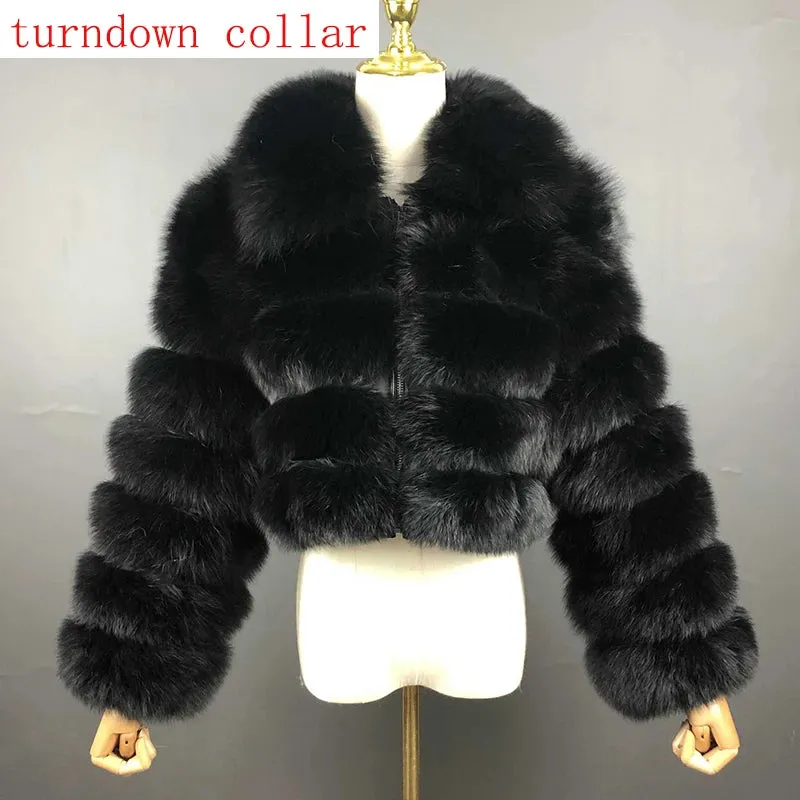 New Style Fur Coat Woman Real Fox Fur Coat Collar Hood Full Length Sleeves Natural Fur Jacket Autumn And Winter Clothing