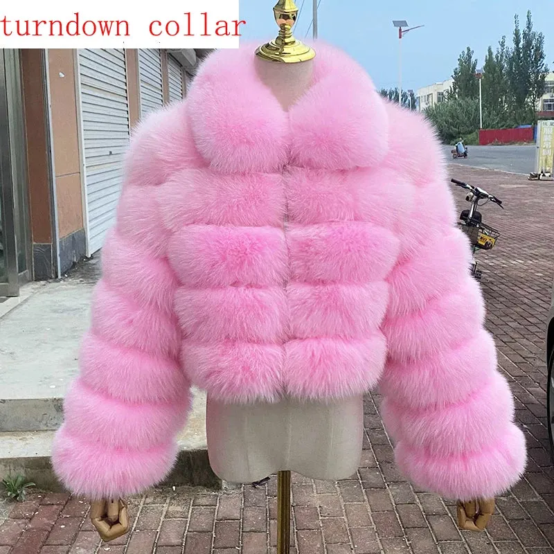 New Style Fur Coat Woman Real Fox Fur Coat Collar Hood Full Length Sleeves Natural Fur Jacket Autumn And Winter Clothing