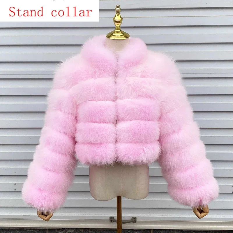 New Style Fur Coat Woman Real Fox Fur Coat Collar Hood Full Length Sleeves Natural Fur Jacket Autumn And Winter Clothing