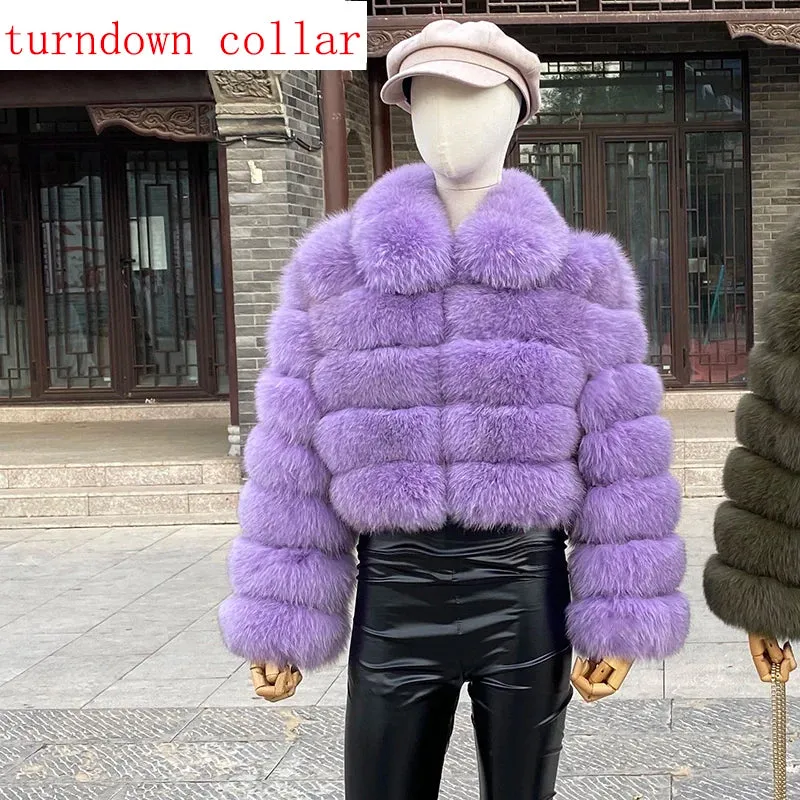 New Style Fur Coat Woman Real Fox Fur Coat Collar Hood Full Length Sleeves Natural Fur Jacket Autumn And Winter Clothing