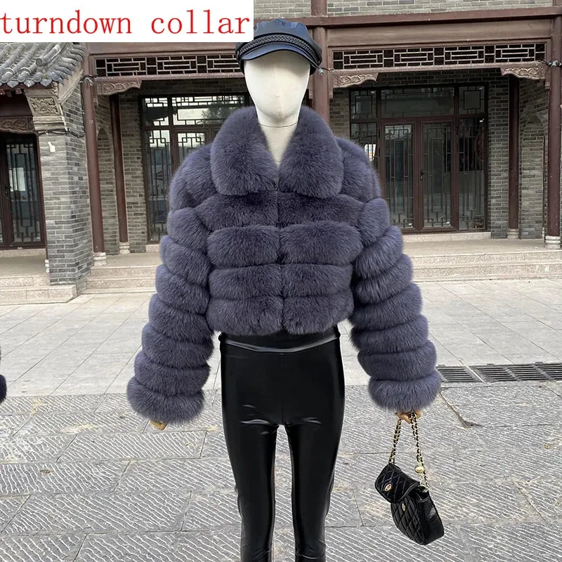 New Style Fur Coat Woman Real Fox Fur Coat Collar Hood Full Length Sleeves Natural Fur Jacket Autumn And Winter Clothing