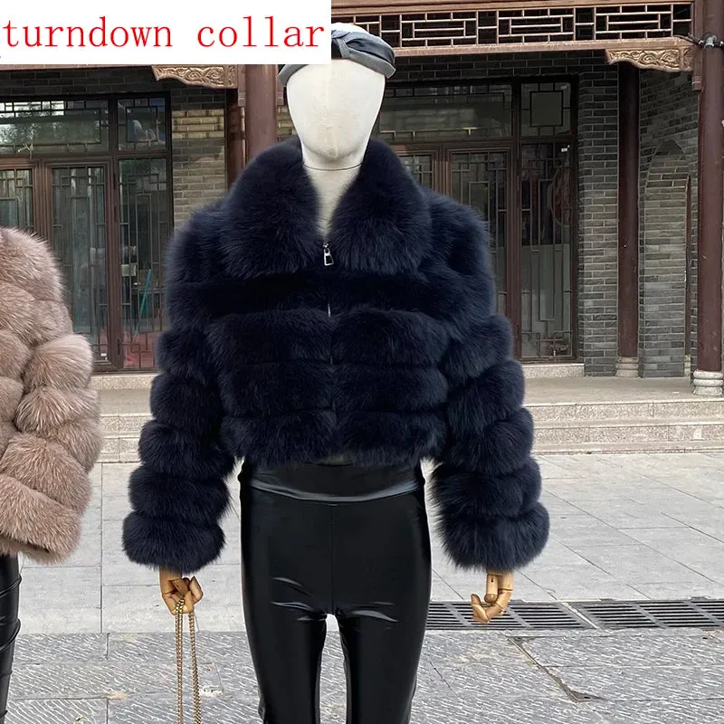 New Style Fur Coat Woman Real Fox Fur Coat Collar Hood Full Length Sleeves Natural Fur Jacket Autumn And Winter Clothing
