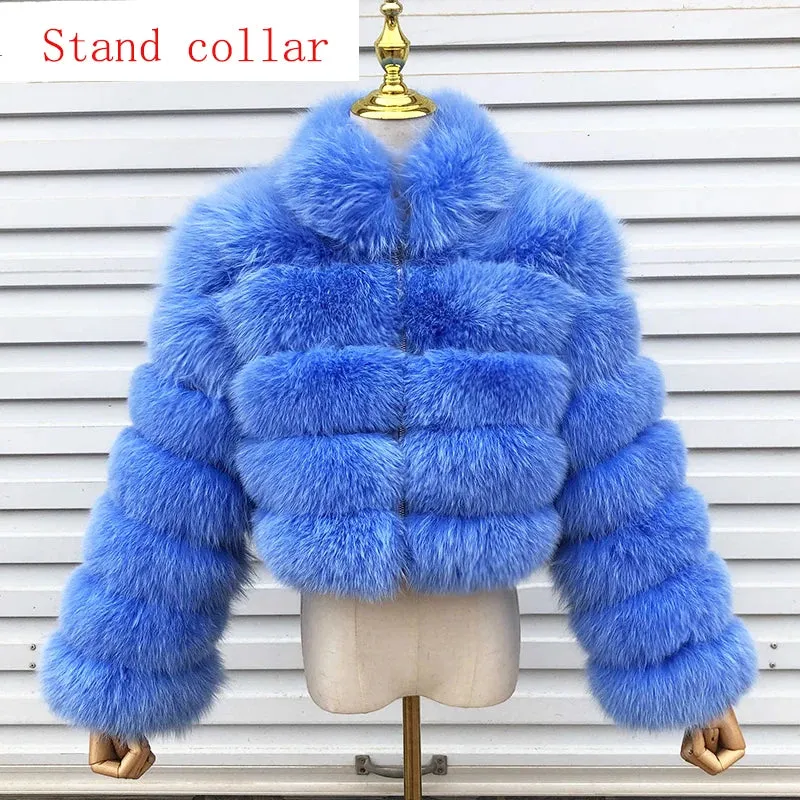 New Style Fur Coat Woman Real Fox Fur Coat Collar Hood Full Length Sleeves Natural Fur Jacket Autumn And Winter Clothing
