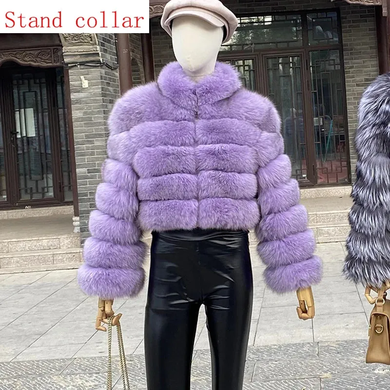 New Style Fur Coat Woman Real Fox Fur Coat Collar Hood Full Length Sleeves Natural Fur Jacket Autumn And Winter Clothing