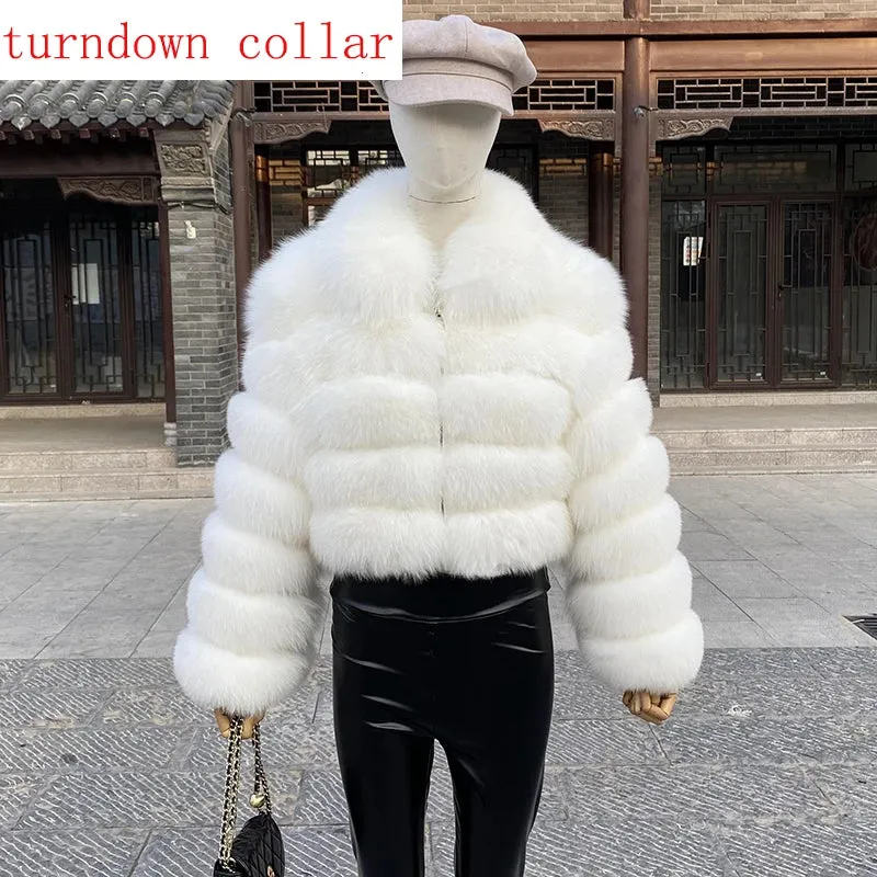 New Style Fur Coat Woman Real Fox Fur Coat Collar Hood Full Length Sleeves Natural Fur Jacket Autumn And Winter Clothing
