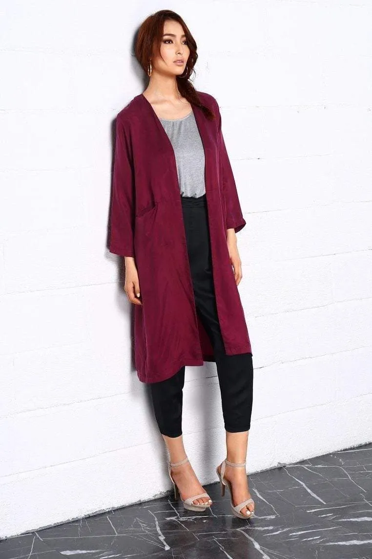 Night Dance Long Coat In Red