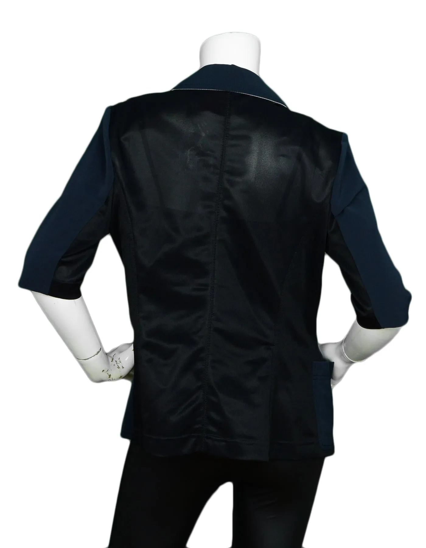 Nina Ricci Navy Shortsleeve Double Breasted Jacket with Mesh NWT sz FR 42 US 10
