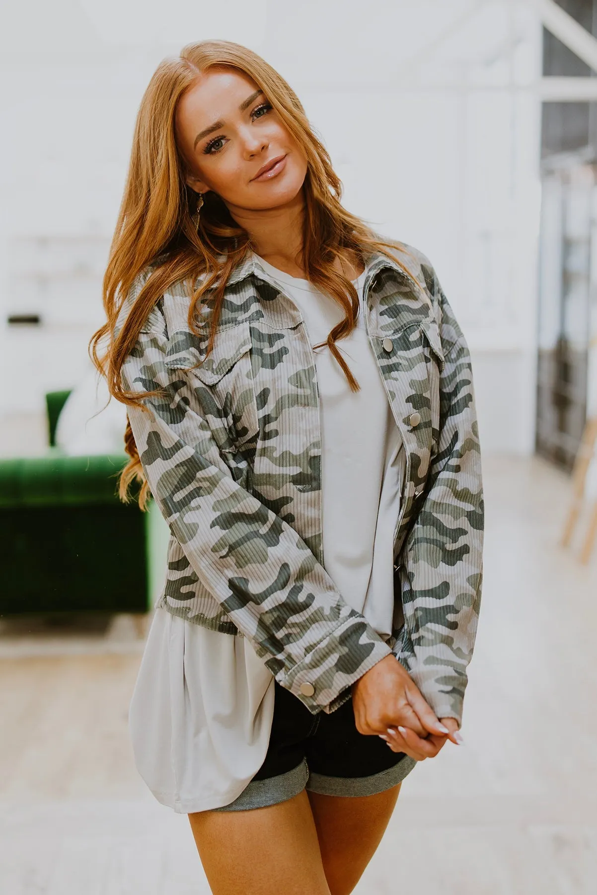 No Limits Camo Print Lightweight Corduroy Jacket