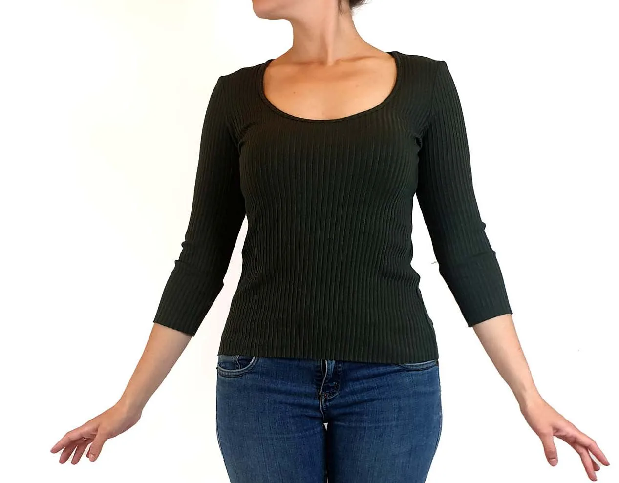 Nobody Denim deep green knit top size S