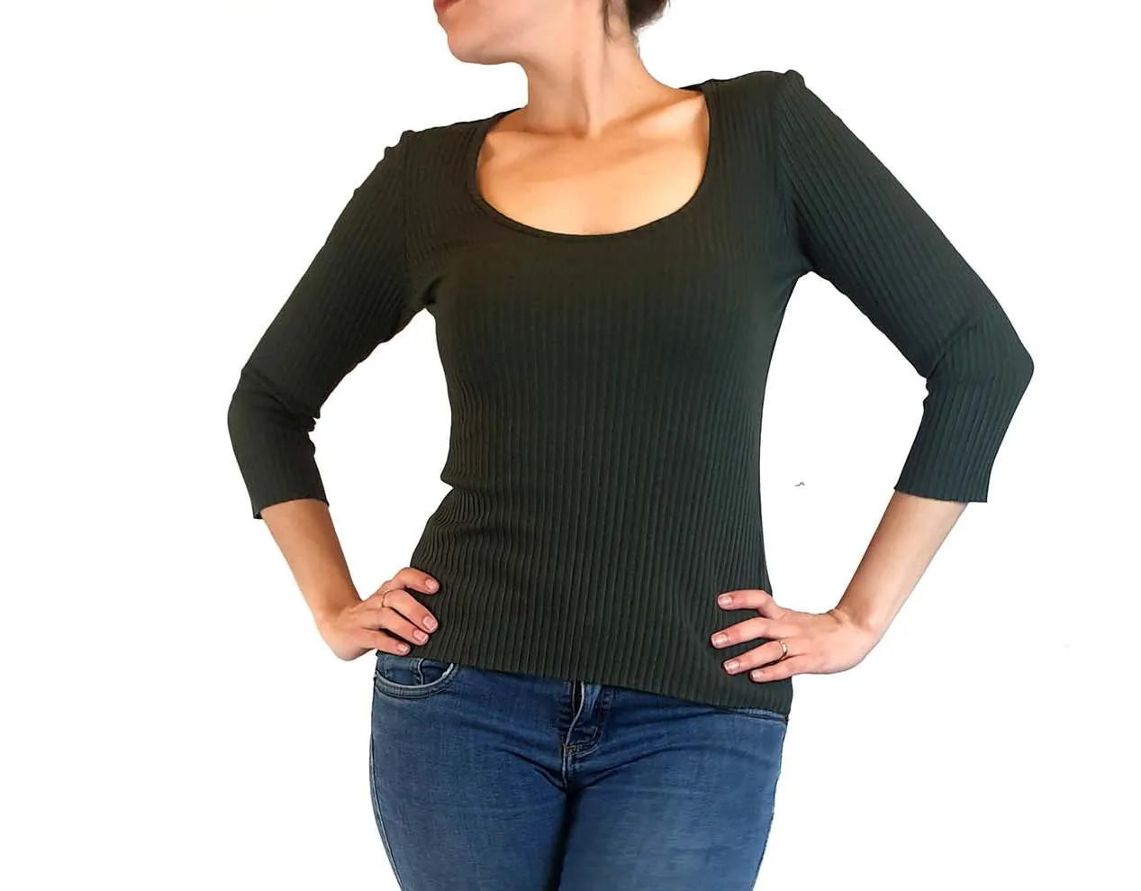 Nobody Denim deep green knit top size S