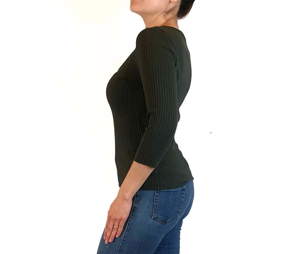 Nobody Denim deep green knit top size S