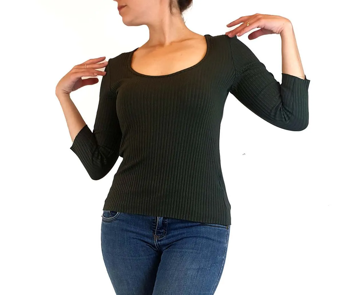 Nobody Denim deep green knit top size S