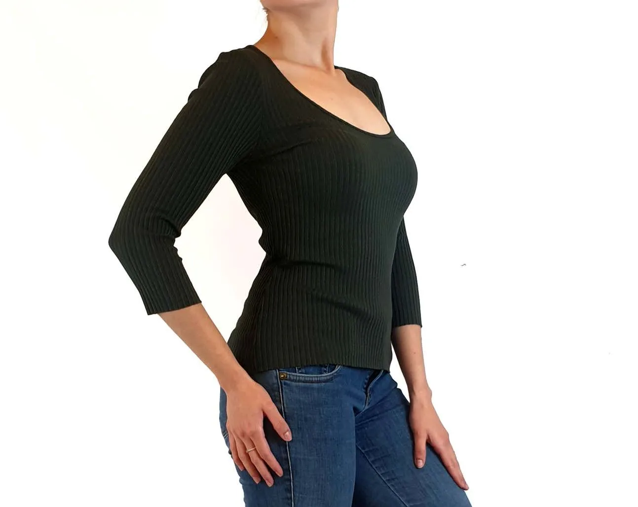 Nobody Denim deep green knit top size S
