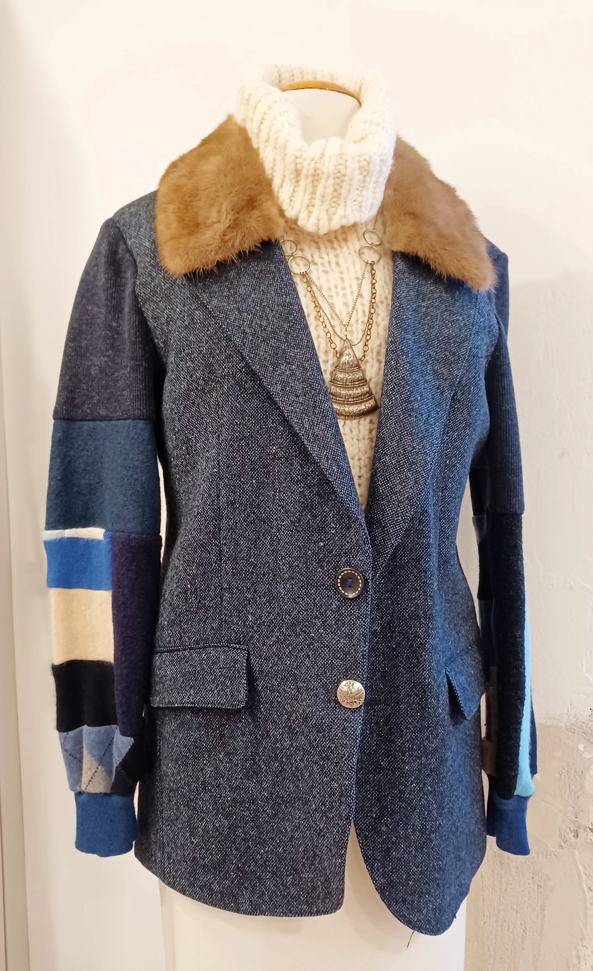 Oi Oi Blazer Blue Tailored Tweed S/M