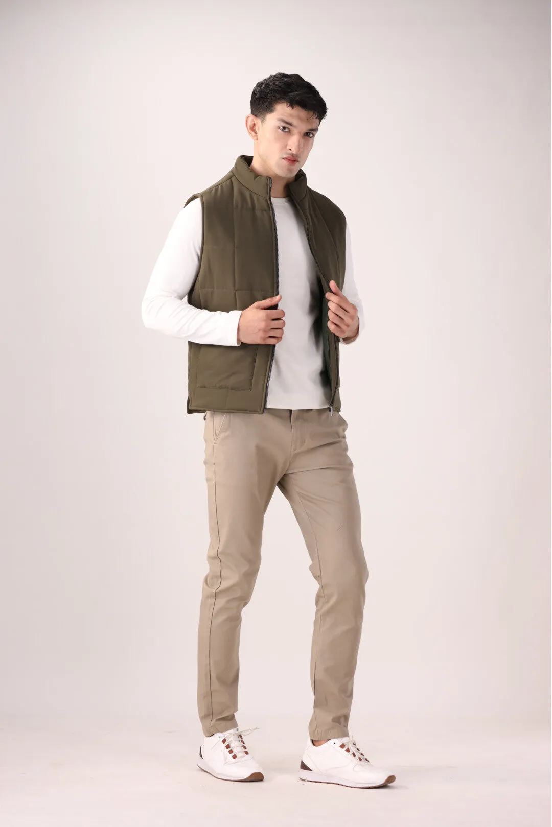 Olive Sleeveless Jacket