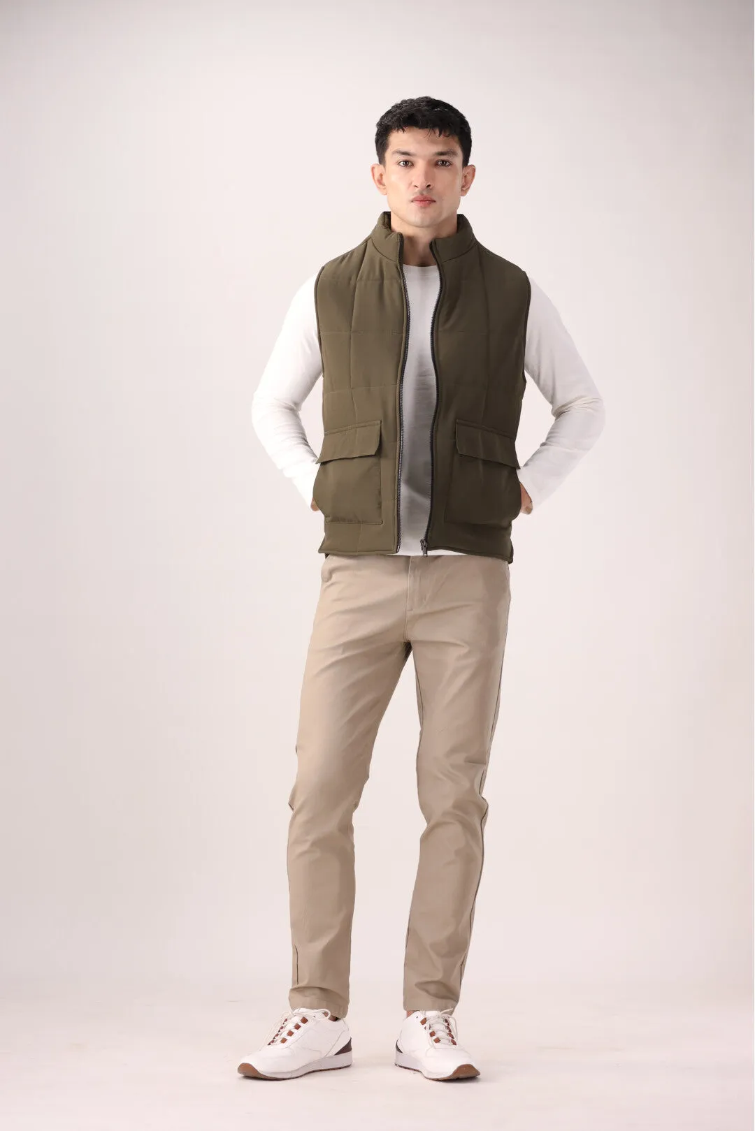 Olive Sleeveless Jacket