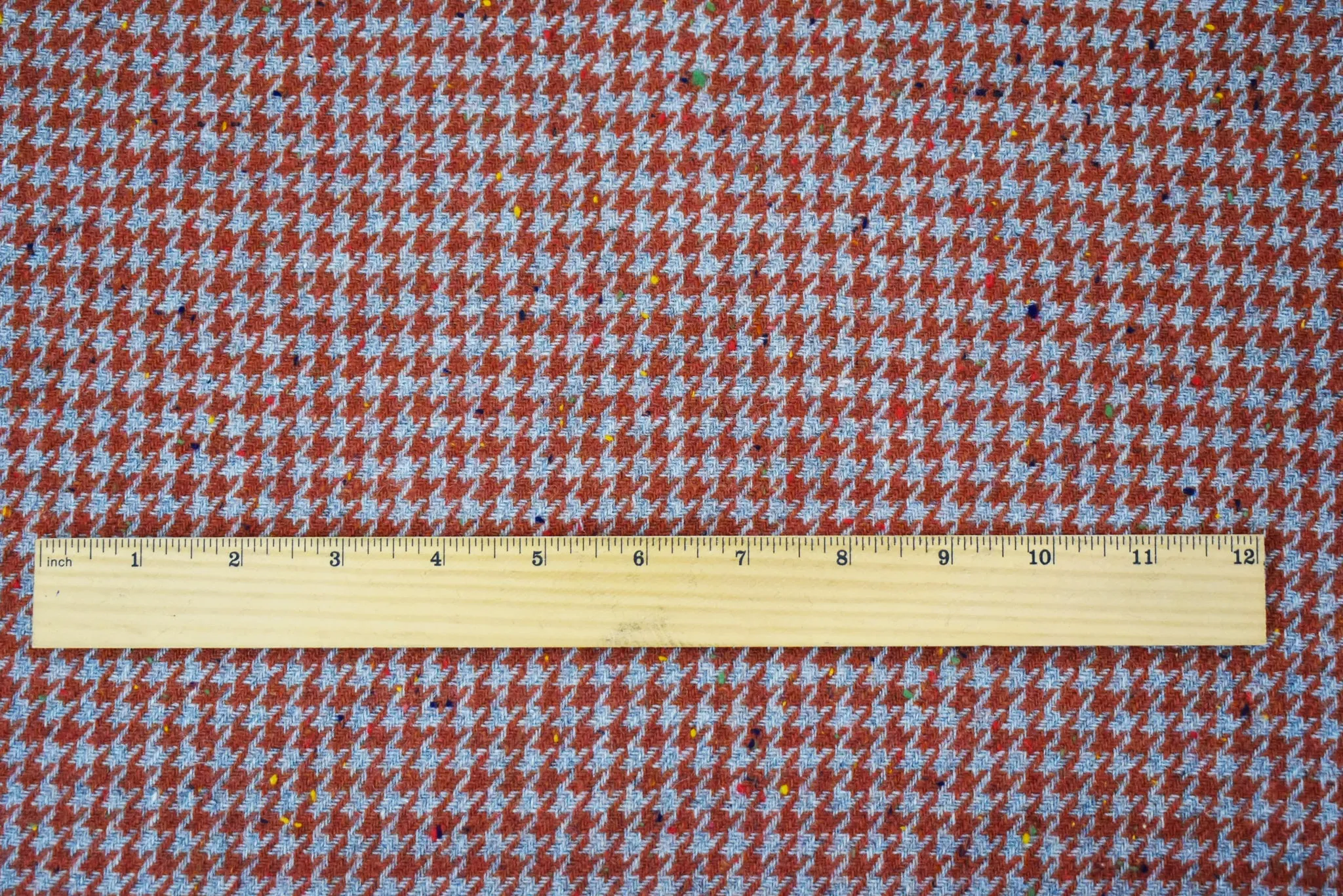 Orange-Gray Wool Houndstooth Woven Jacketing Fabric