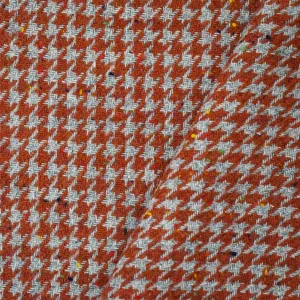 Orange-Gray Wool Houndstooth Woven Jacketing Fabric
