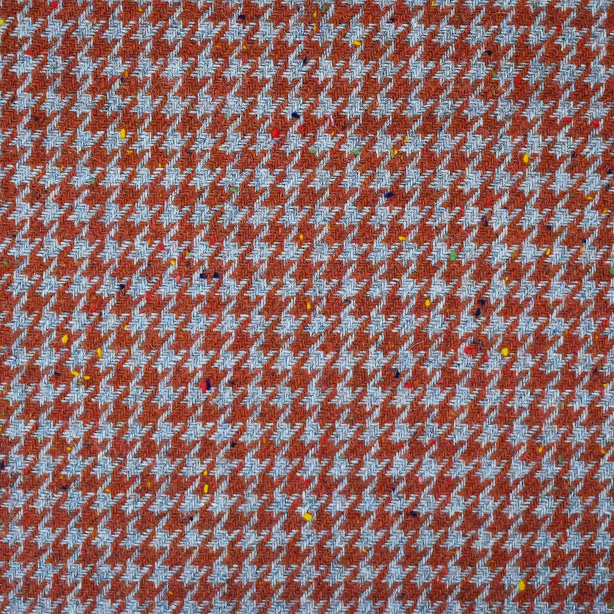 Orange-Gray Wool Houndstooth Woven Jacketing Fabric