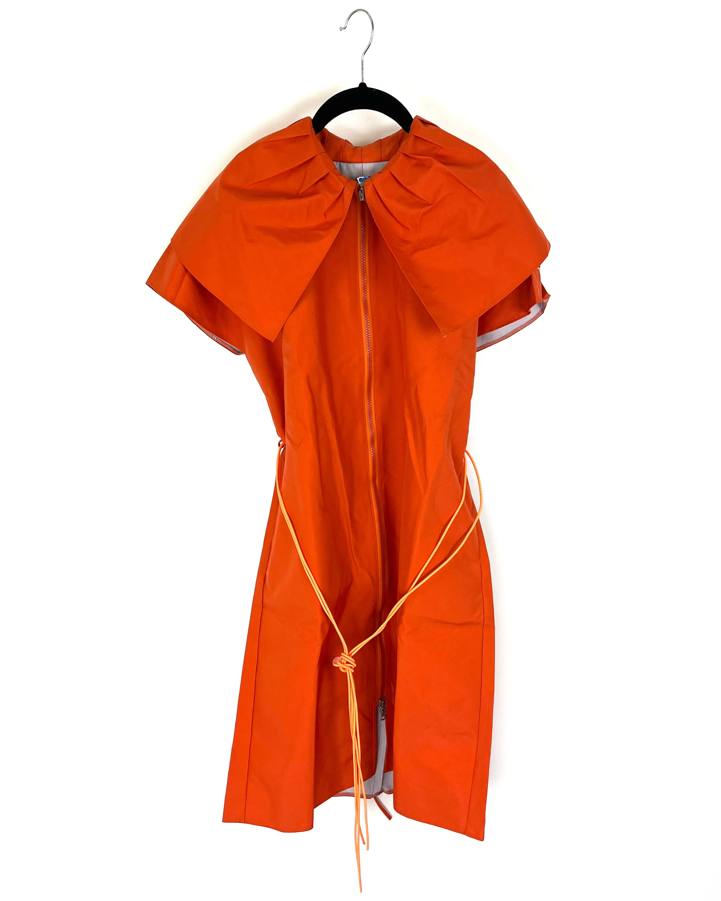 Orange Ruffle Neck Short Sleeve Raincoat - Size 6/8, 10/12 and 14/16