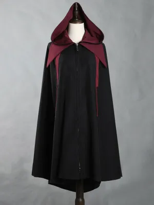 Ouji Steampunk Lolita Poncho Black Polyester Color Block Spring Lolita Outwears