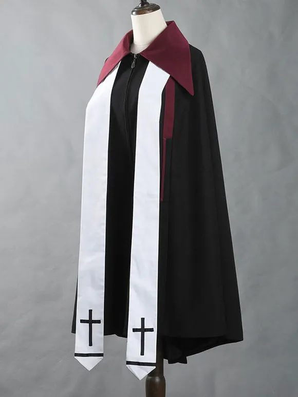 Ouji Steampunk Lolita Poncho Black Polyester Color Block Spring Lolita Outwears