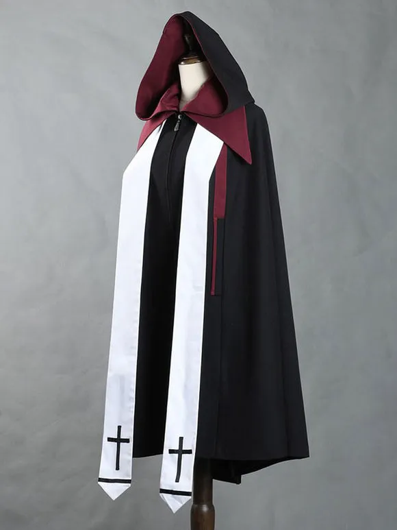 Ouji Steampunk Lolita Poncho Black Polyester Color Block Spring Lolita Outwears