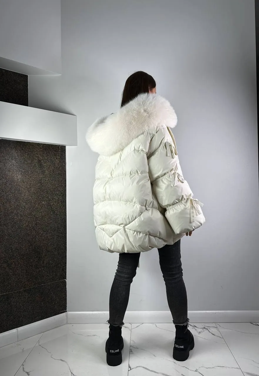 Owersize Down Jacket for woman White/White Lucky Baltic