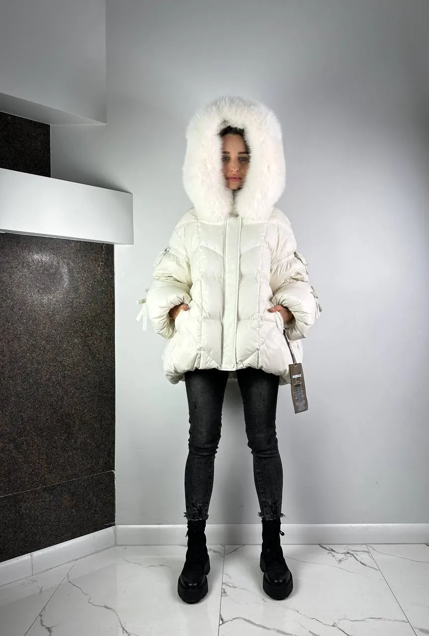 Owersize Down Jacket for woman White/White Lucky Baltic