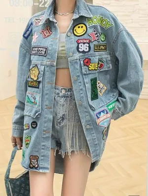 Patches Denim Shirt Jacket