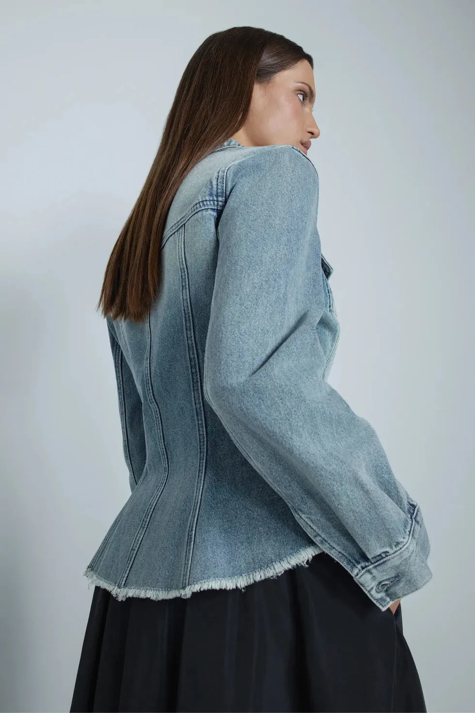 PEPLUM DENIM SHACKET