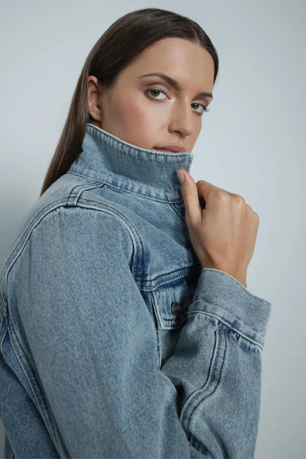 PEPLUM DENIM SHACKET