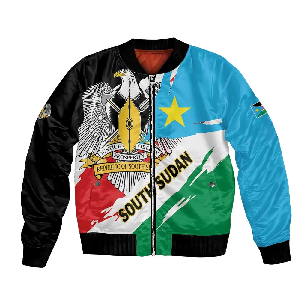 Personalized South Sudan Bomber Jacket East Africa - Grunge Flag Unique LT01