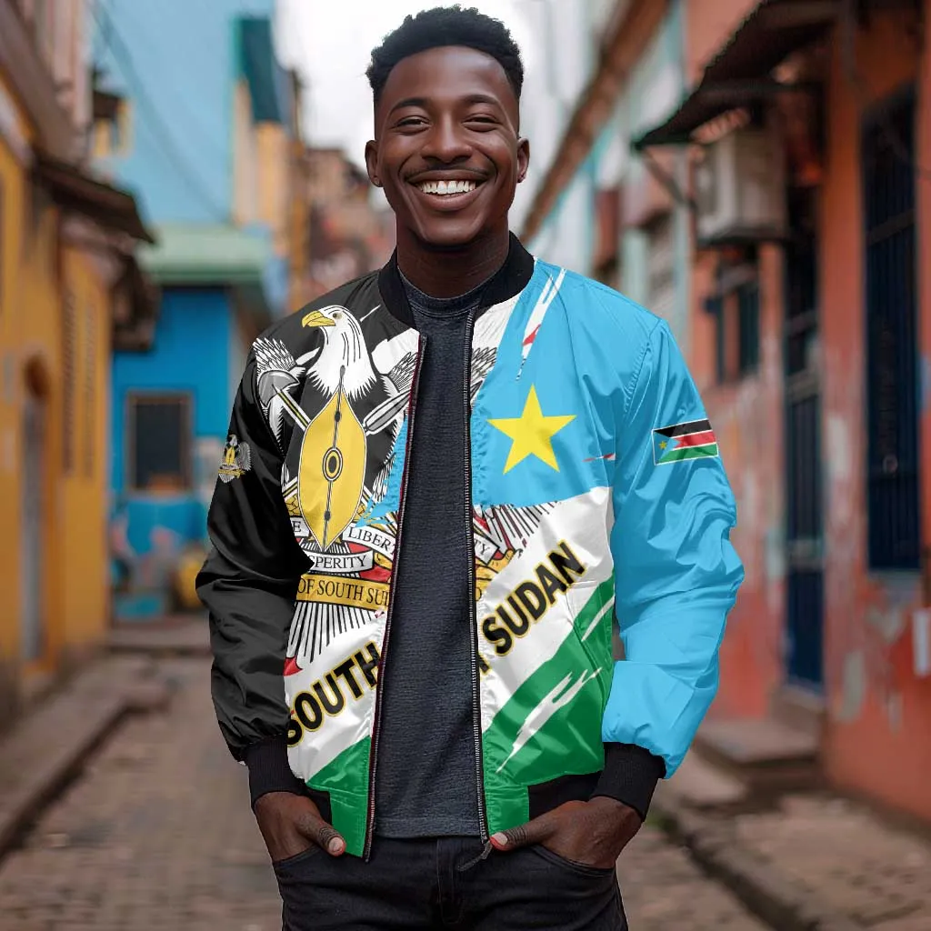 Personalized South Sudan Bomber Jacket East Africa - Grunge Flag Unique LT01