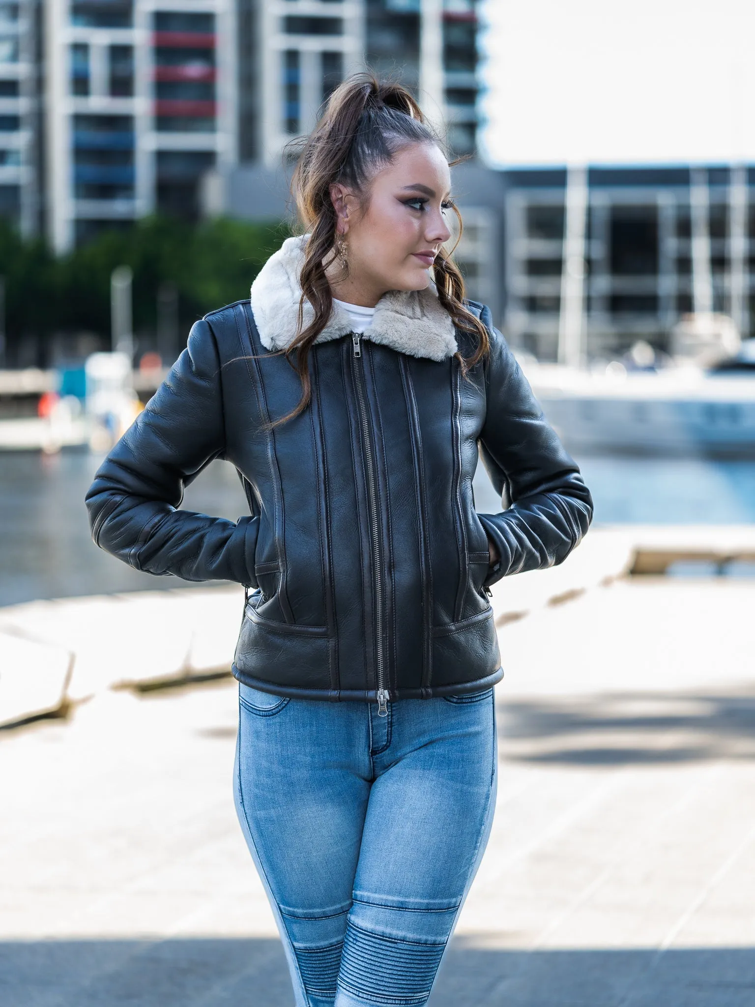 Piera Dark Brown Sheepskin Jacket