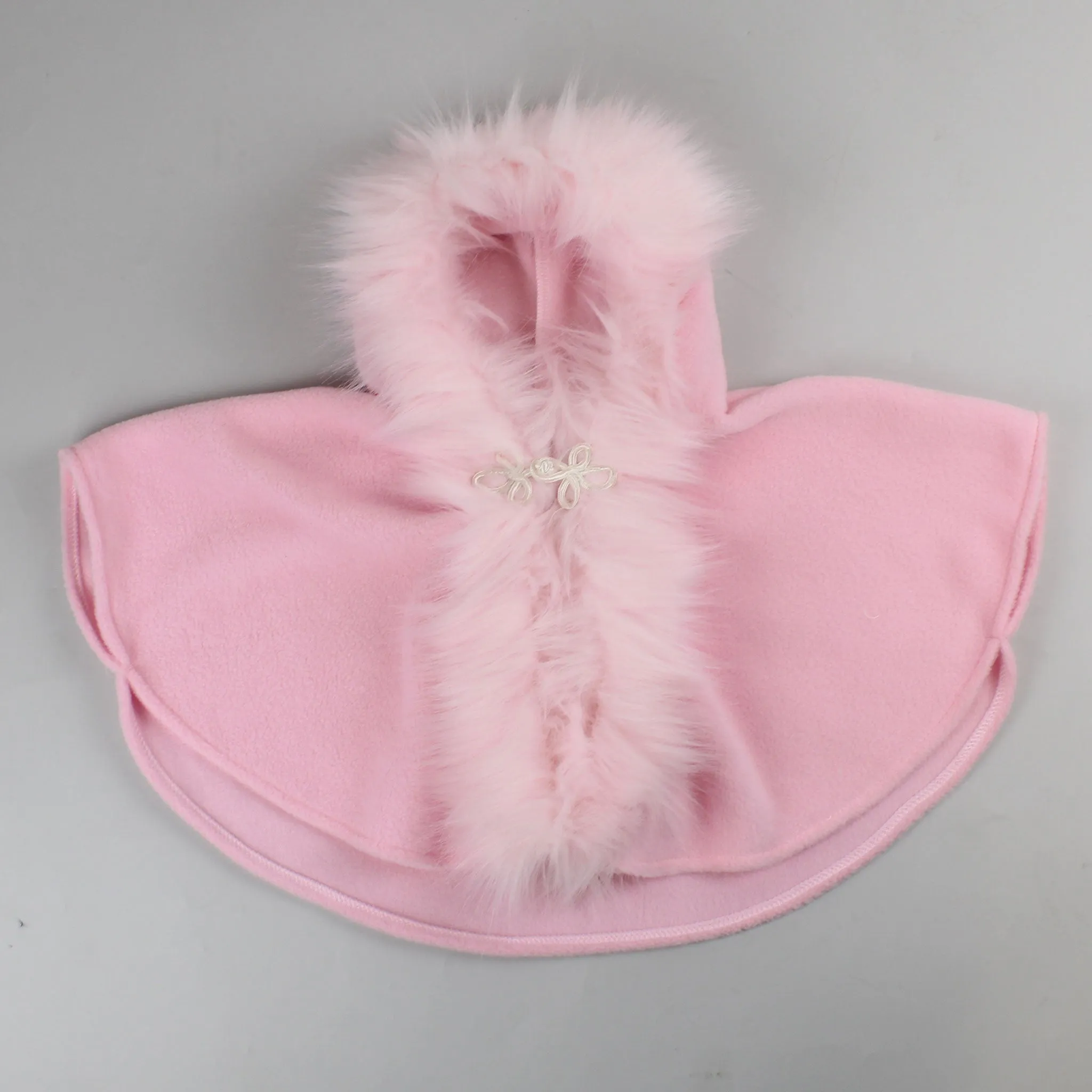 Pink Baby Girl Cape with Faux Fur Trim