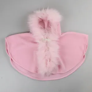 Pink Baby Girl Cape with Faux Fur Trim