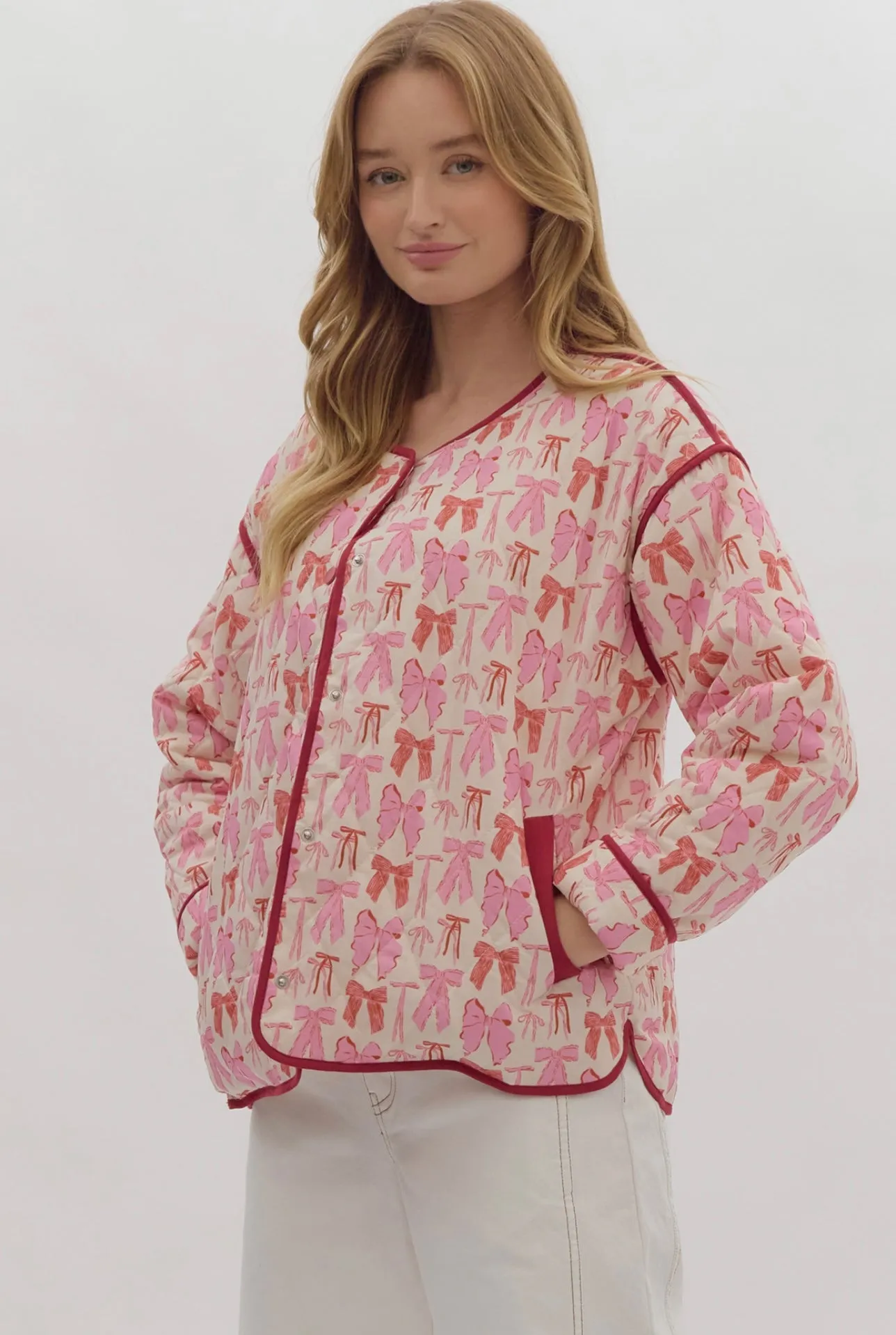 Pink Bow Quilted Jacket