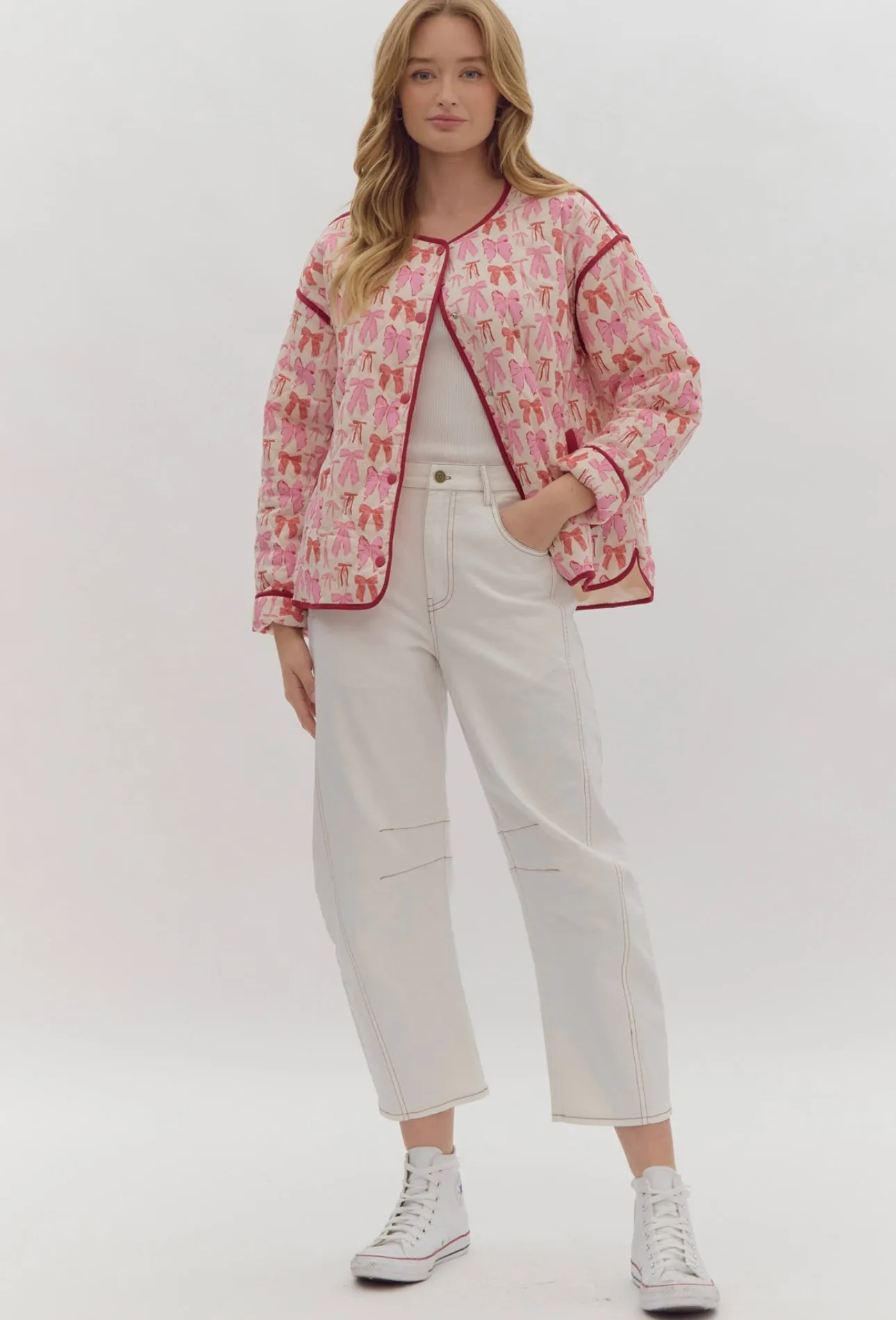 Pink Bow Quilted Jacket