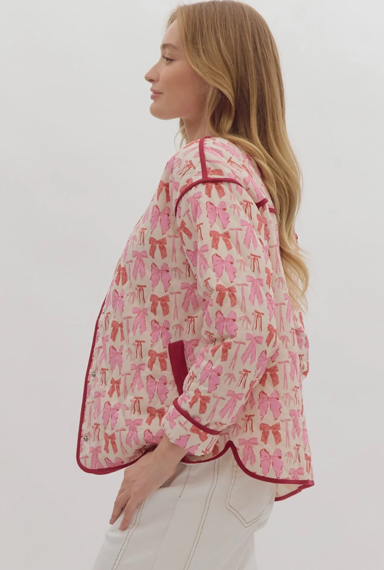 Pink Bow Quilted Jacket