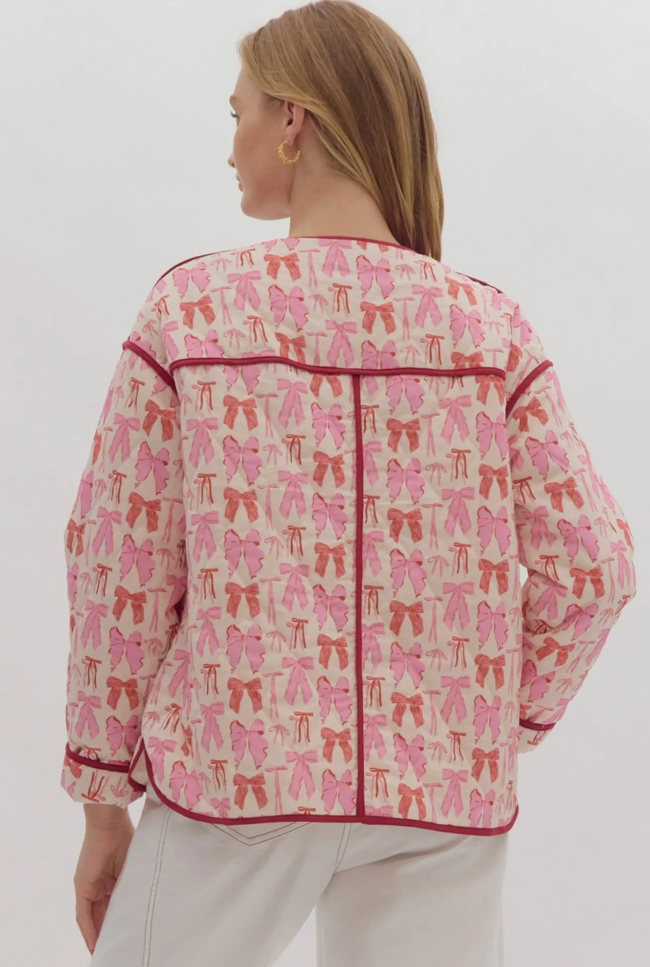 Pink Bow Quilted Jacket