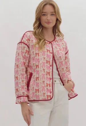 Pink Bow Quilted Jacket