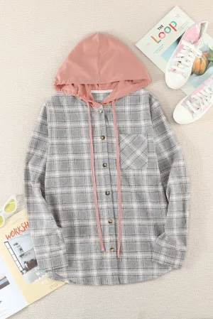 Plaid Hooded Shirt Coat