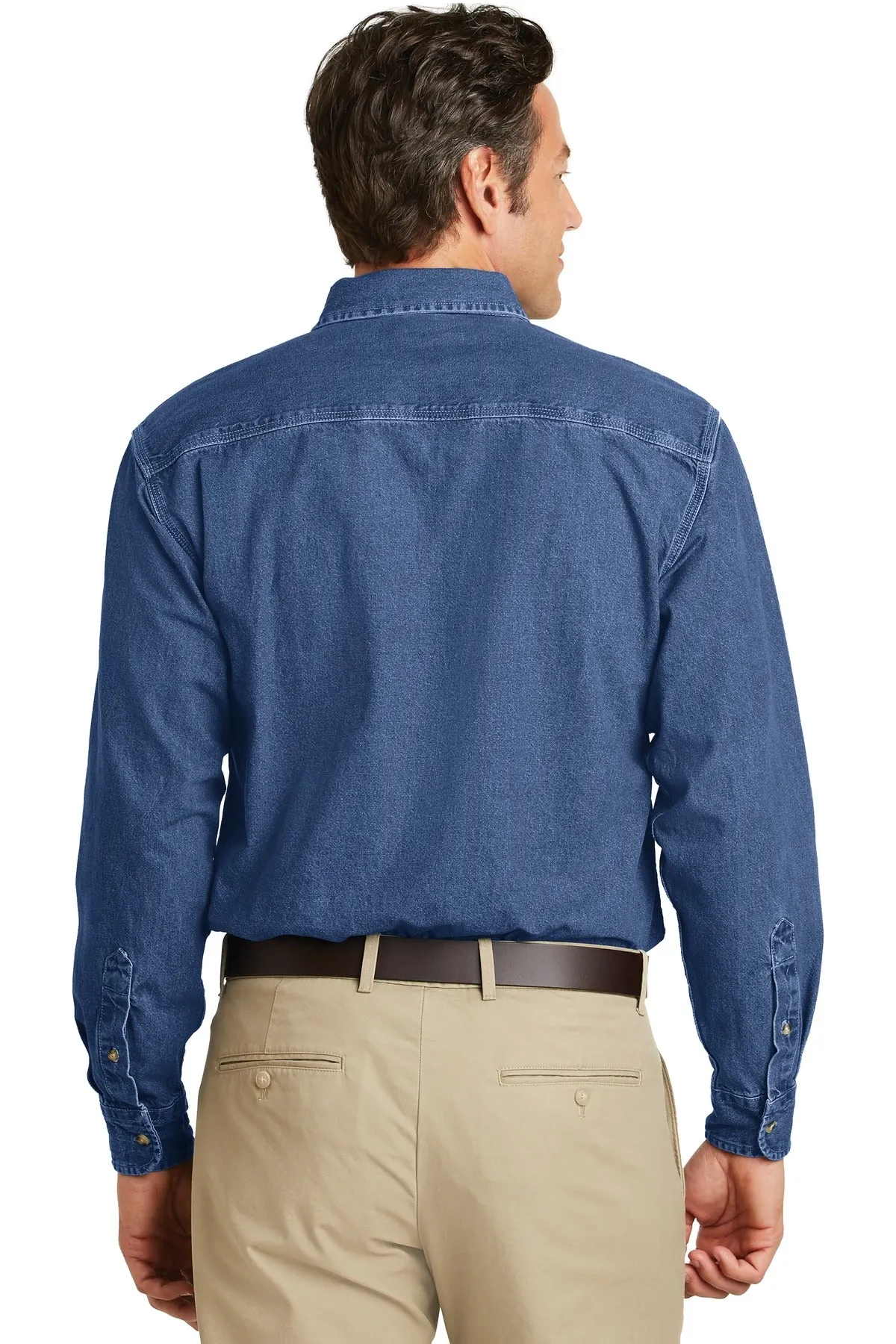 Port Authority Heavyweight Denim Shirt. S100 Dark Blue Stonewashed