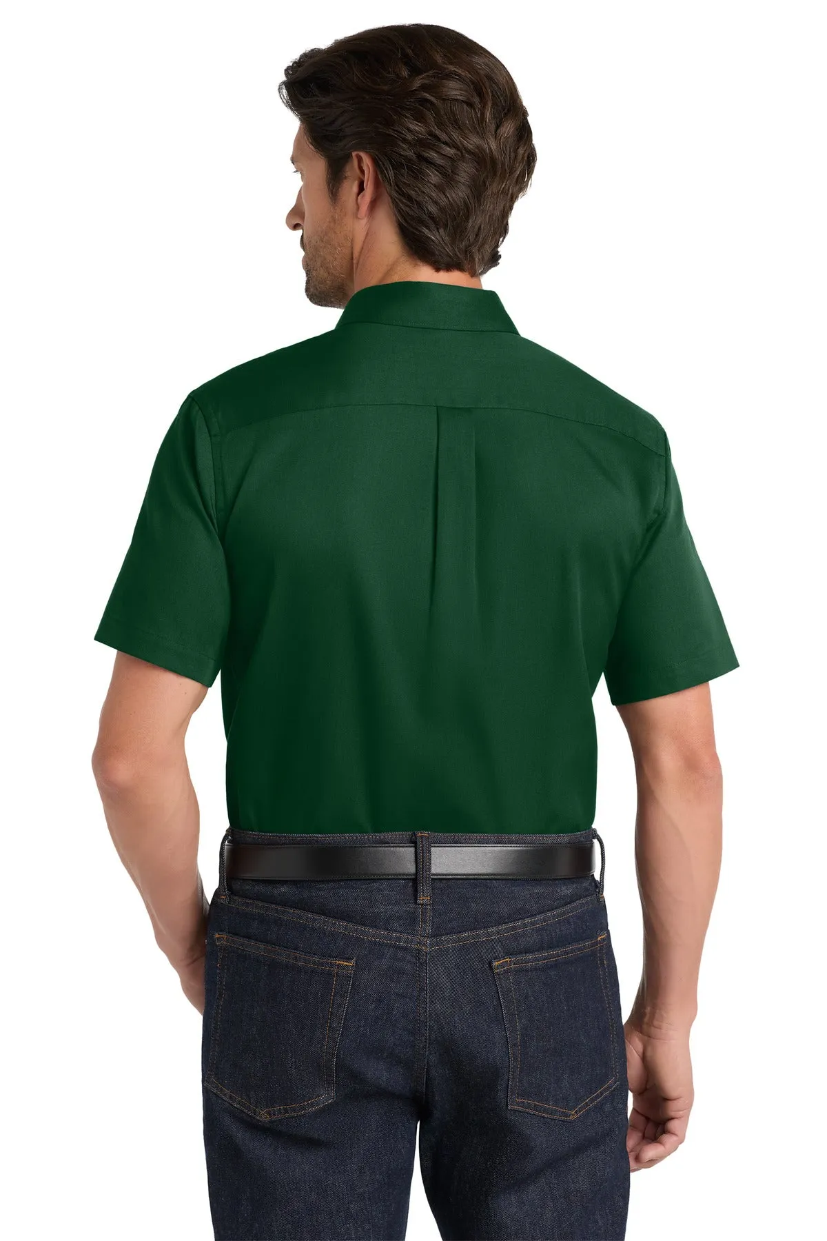 Port Authority Short Sleeve SuperPro React Twill Shirt. W809 Dark Green