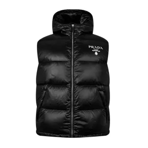 PRADA RE-NYLON DOWN HOODED GILET BLACK