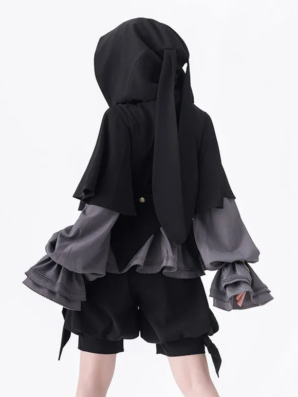 【Pre-sell】 Gothic Lolita Ouji Fashion Black Metal Polyester Overcoat