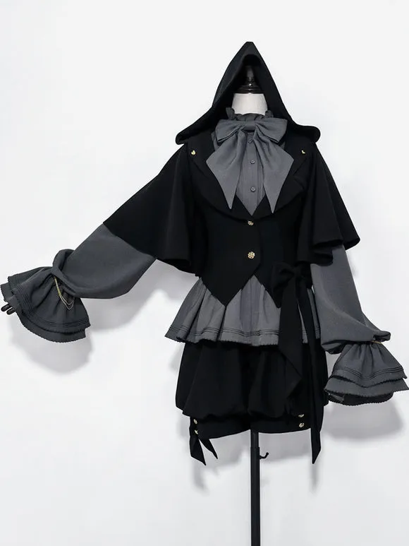【Pre-sell】 Gothic Lolita Ouji Fashion Black Metal Polyester Overcoat