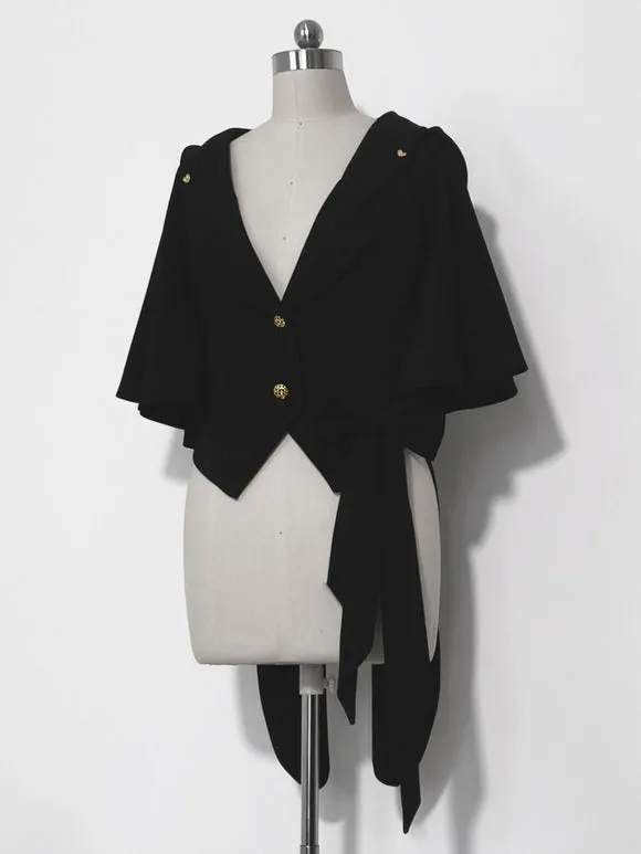 【Pre-sell】 Gothic Lolita Ouji Fashion Black Metal Polyester Overcoat